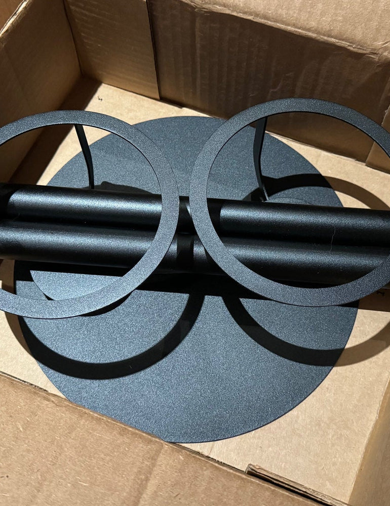 A NoBox HomePod floor stand in white, photographed against a plain ground during the 2023 production problems described in this post.