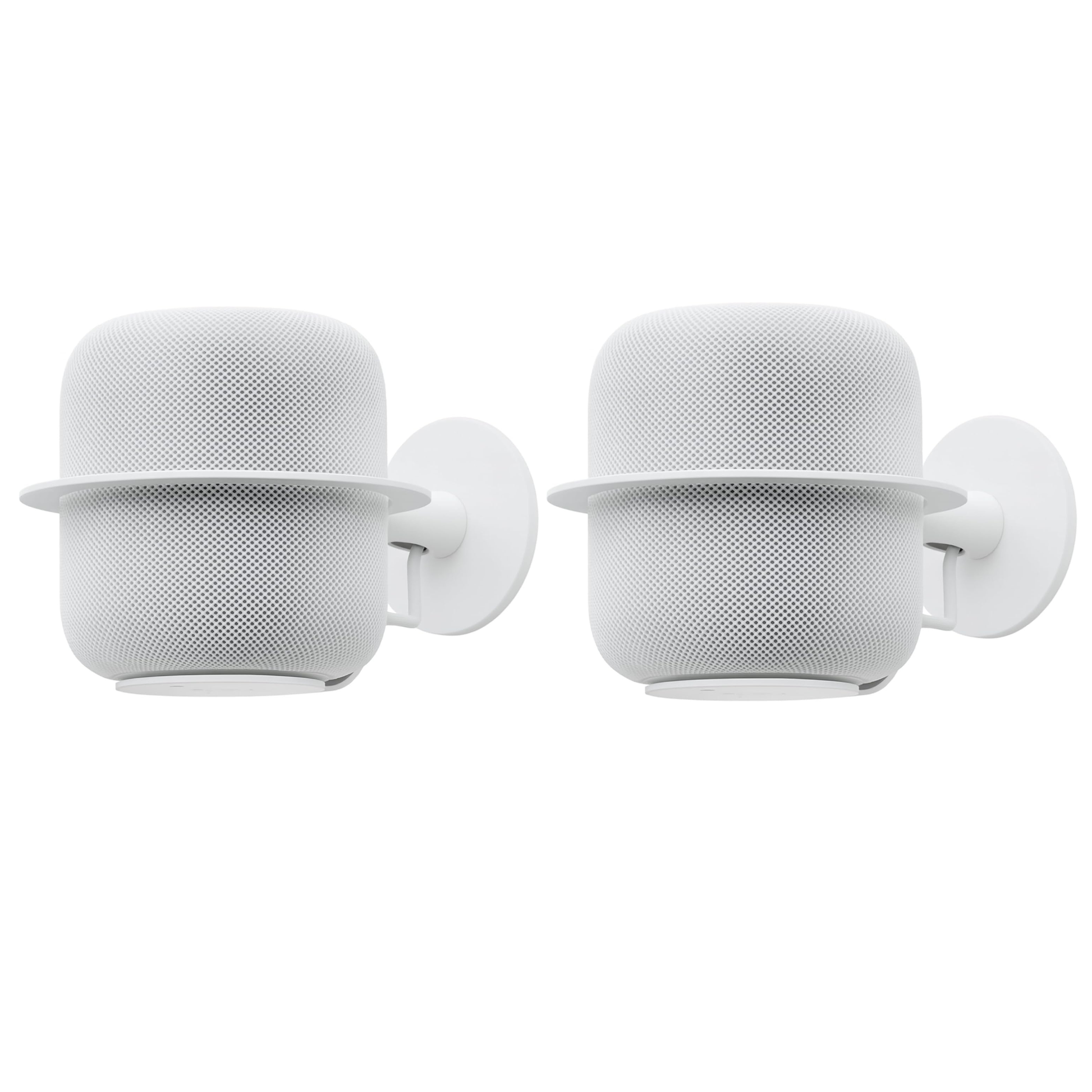 NoBox HomePod Wall Mount, white, pair holding two Apple HomePods