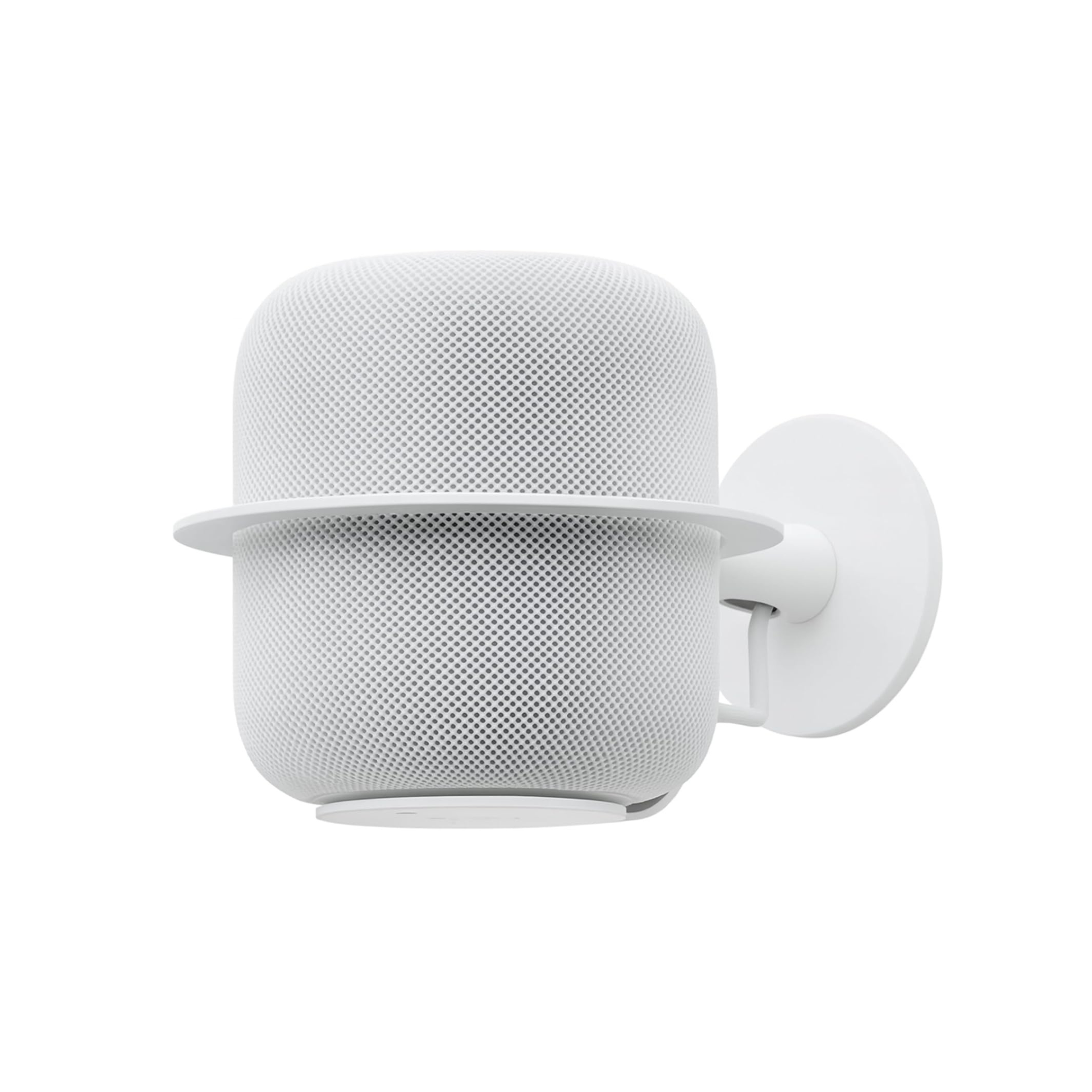 NoBox HomePod Wall Mount, white, holding an Apple HomePod
