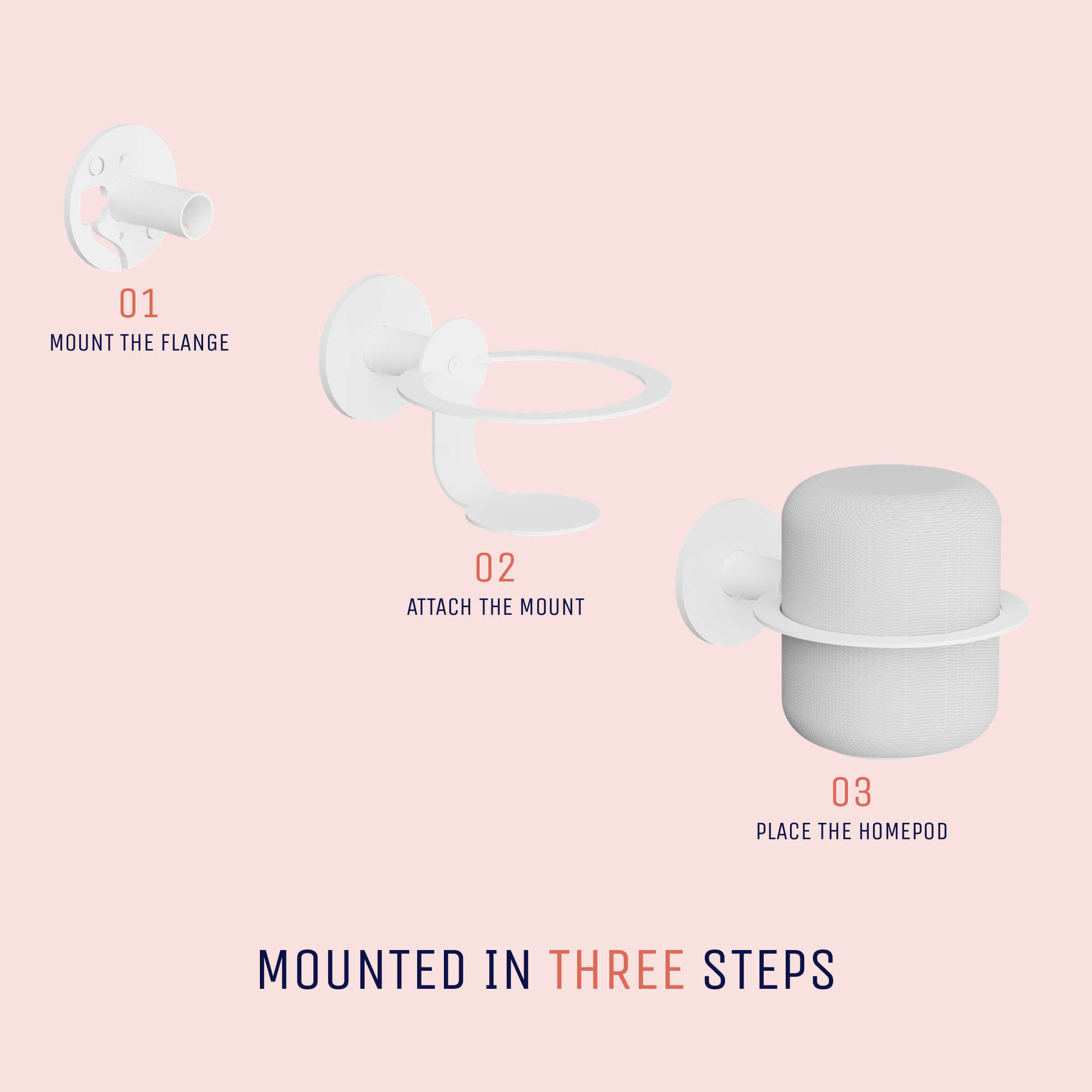 Installing the white NoBox wall mount in three steps