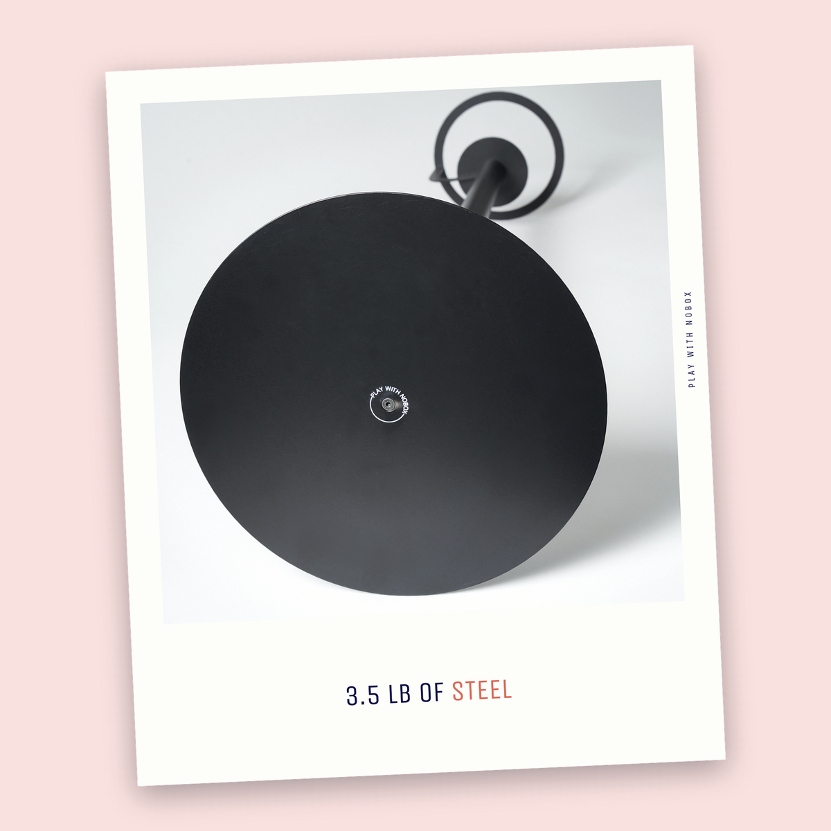 The 12 inch, 3.5 lb steel base of the black NoBox HomePod floor stand