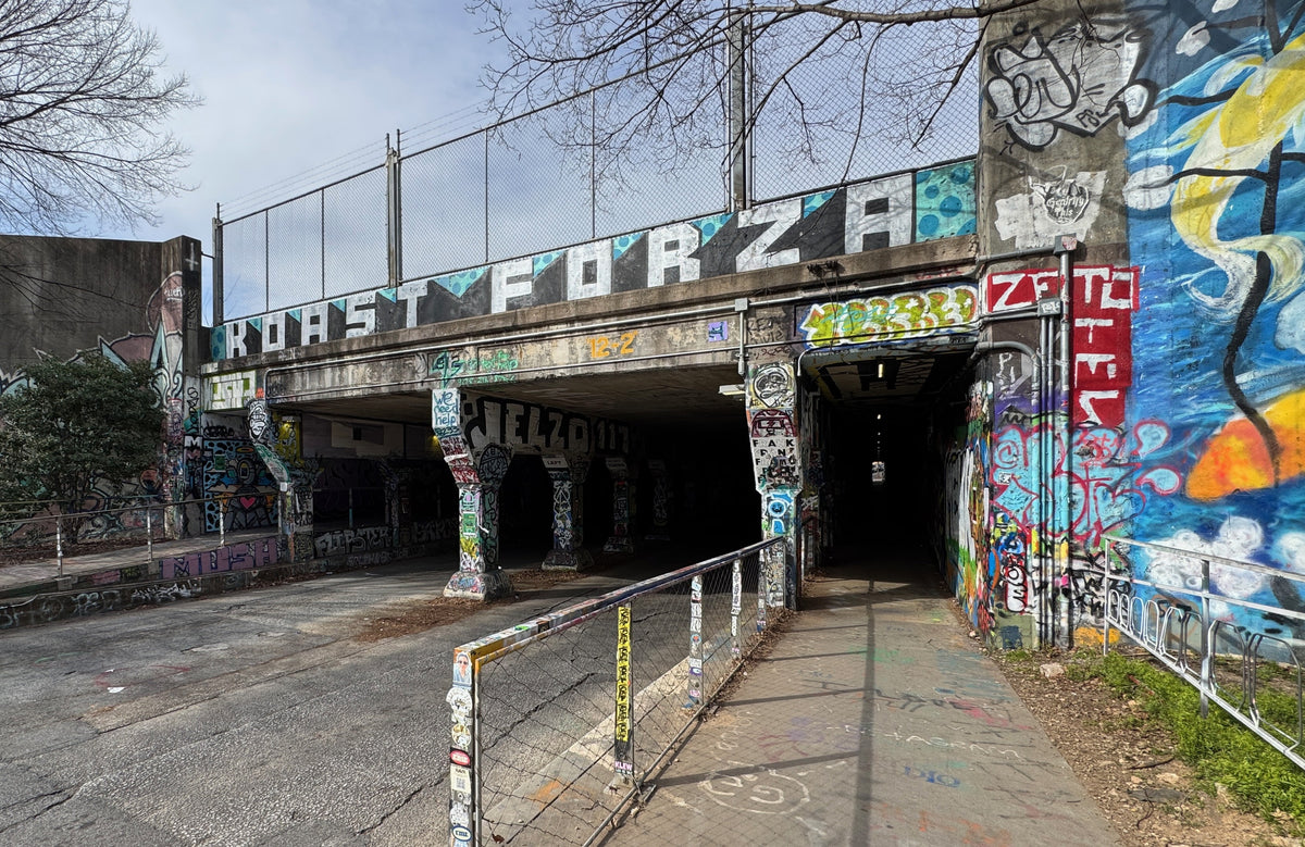 Krog Street Tunnel in Atlanta, its graffiti-covered portal and walkway