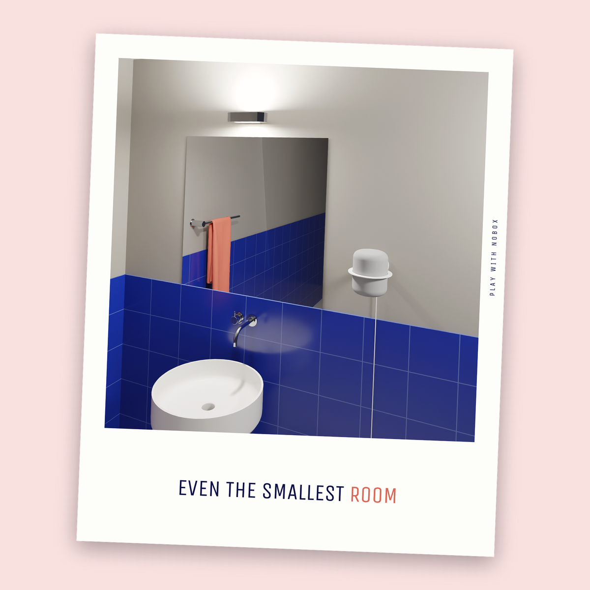A white NoBox HomePod wall mount fitted in a small tiled bathroom