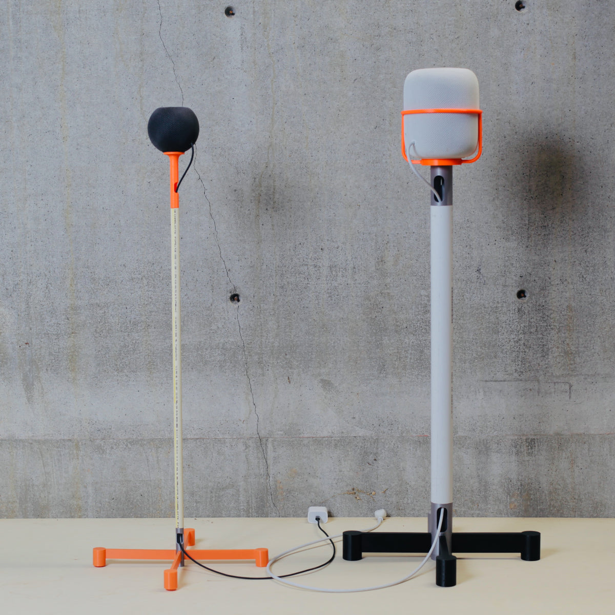 DIY Classic stand showing the PVC pipe post and printed base
