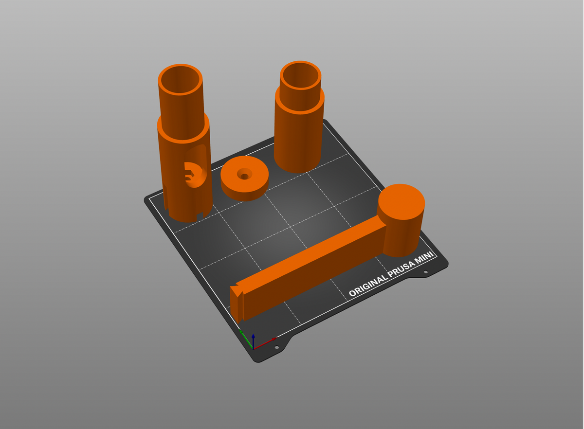 STL file preview of the DIY Classic stand parts in a 3D printing slicer